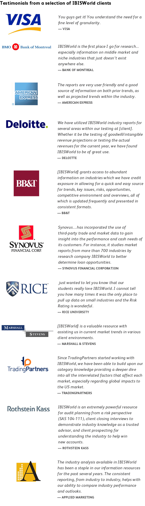 Client testimonials