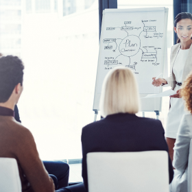 A marketer explaining IBISWorld industry data